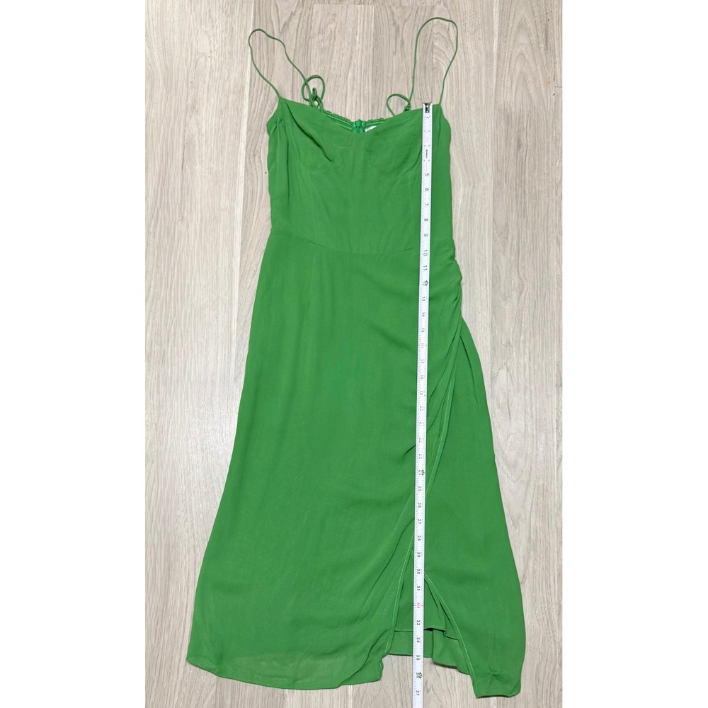 Reformation Green‎ Juliette Smocked Midi Dress Sweetheart Neck Slit Sleeveless